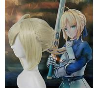 Nuova parrucca Nero Gioco Fate Stay Night Sabre Arturia Pendragon Parrucca Cosplay Destino Costume Gioca Parrucche Costumi di Halloween Capelli 3 Colori A
