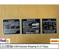 Nuova piastra dati cruscotto alluminio nero 3 unità per Jeep Willys Ford CJ2A...