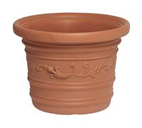 VASO TONDO RESINA FESTONATO CILINDRICO CM Ø 60 X 45 h DOPPIO BORDO TERRA SIENA