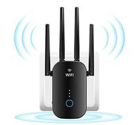 Ripetitore WiFi, Nuova Ripetitore WiFi Potente 1200Mbps 5GHz&2.4GH Dual Band WiFi Extender Supporta modalità Ripetitore/Router/AP, Amplificatore WiF con Porta LAN/WAN, WPS, LED Intelligente, Nero