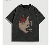 Nuova serie di magliette lavate oversize da uomo, in cotone a maniche corte, stile di strada con motivi interessanti di band emo, abbigliamento da basket economico, "Young Boy Never Broke Again", "Fri