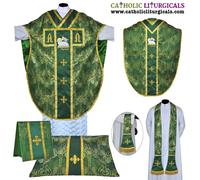 Nuova stola e set di massa paramento stile St. Philip Neri Chasuble verde...