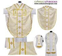 Nuova stola e set massa paramento stile San Filippo Neri casula oro Agnus...