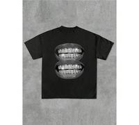 Nuova t-shirt estiva casual da uomo a maniche corte con scollo rotondo e stampa a bocca grande. Si prega di consultare la nostra tabella delle taglie - Circonferenza torace: S - 96 cm (37,8 pollici),