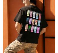 Nuova t-shirt grafica bifacciale 2026 con mostri multicolori e pixelati, stile Y2K Millennium Babe, 100% cotone, da uomo, t-shirt da uomo, abbigliamento estivo, abbigliamento per le vacanze da uomo, t