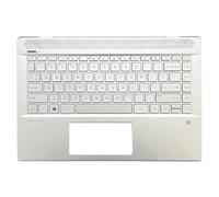 Nuova tastiera for laptop USA for HP P-avi-l-ion 14-CE TPN-Q207 Custodia for poggiapolsi Coperchio superiore con tastiera retroilluminata Sostituzione argento (sostituzione tastiera) ( Color : Backlit