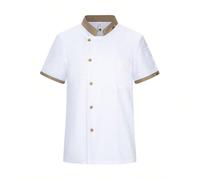 Nuova uniforme da chef colorblock a maniche corte con ricamo a lettere, traspirante e unisex L,M,S,XL,XS,XXLColore unicoTessuto intrecciato
