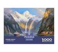 Nuova Zelanda Fiordo di Milford Sound Puzzle in Legno Impermeabile DIY Puzzles Da 1000 Pezzi Per Adulti Impossibili Giochi Educativi