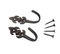 Nuove 8 Coppie Di Fermacurtain Fleur De Lys In Metallo Nero 75 X 25 X 35Mm