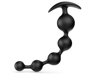 Nuove Bocce Anali silicone Nero 5 perline flessibile anti-scivolamento lungo 9.8in Per Uomini e Coppie