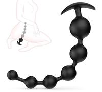 Nuove Bocce Anali silicone Nero 6 perline flessibile anti-scivolamento lungo 9.8in Per Uomini e Coppie