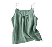Nuove Bretelle Estive Donna Lino Tinta Unita All'esterno Indossare Gilet Sottile Largo Stile Letterario Retrò Maglietta Anni Body Reggiseno Incorporato
