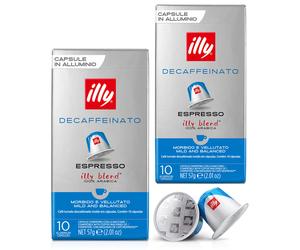 NUOVE capsule illy Nespresso DECAFFEINATO 2x10 pezzi espresso senza caffeina