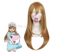 Nuove cellule anime al lavoro Parrucche globuli rossi globuli bianchi Parrucca costume cosplay rosso bianco e marrone Corto trasporto celle Cellule marrone