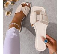 Nuove ciabatte casual di moda stile H per la primavera/estate, per donna, comode ciabatte slip-on piatte da indossare dentro e fuori, decorate con strass, colori nero/beige/marrone, consigliate dalle 