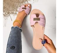 Nuove ciabatte da donna stile primavera/estate del marchio H, sandali casual slip-on stile romano, comodi sandali mulo slip-on in nero, beige, marrone, piatti, goffrati, stile elegante francese, sanda