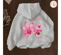 Nuove nell'abbigliamento per bambini: abbigliamento invernale per bambine con stampa floreale "Chasing the Light", un design semplice e allegro. Questa felpa con cappuccio per bambine presenta uno sti