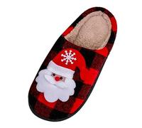 Nuove Pantofole di Cotone Natalizie Invernali Calde per Coppie con Suola Spessa Scarpe con Suola Morbida Pantofole Antiscivolo ispessite per Uomini e Donne Ciabatte Chiuse Feltro (Red, 41)