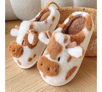 Nuove pantofole in pelliccia di mucca macchiata per donna, pantofole da casa calde e confortevoli, pantofole soffici e ciuffose CN36-37,CN38-39,CN40-41,CN42-43,CN44-45Animale,Colore unico