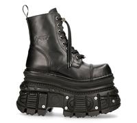 Nuove Rock Boots MILI083CCT-C4 Unisex Nere Metalliche In Pelle Platform Militari