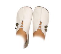 Nuove scarpe basse da donna in morbida pelle, mocassini ortopedici da donna, comodi e morbidi sandali senza lacci, bianco, 6.5 UK 3X-Narrow