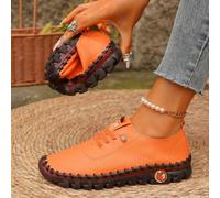 Nuove scarpe casual con lacci per donne, taglie extra large, fondo antiscivolo in pelle di mucca, suola cucita a mano, scarpe comode per mamme, adatte per il commercio elettronico transfrontaliero CN3