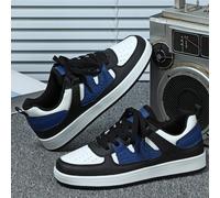 Nuove scarpe casual da uomo, bianco-nero color block, blu, comode, eleganti, semplici, dal fascino unico, comode, sneaker casual da città con lacci, adatte per pendolarismo, regali, appuntamenti EUR35