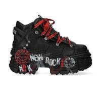 Nuove Scarpe Rock WALL106-C9 Unisex In Pelle Metallica Nera Piattaforma Gotica
