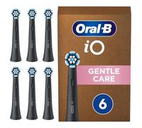 Oral-B iO Gentle Care Testine Spazzolino Elettrico, Confezione da 6 Testine di Ricambio Nere, Pulizia Delicata ed Efficace di Gengive e Denti Sensibili, Adatto alla Buca delle Lettere