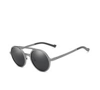 Nuovi 2025 Occhiali da sole rotondi da uomo in alluminio polarizzati punk vintage occhiali da sole occhiali da sole occhiali da sole guida retrò occhiali da sole, C02 Grigio canna di fucile, Taglia