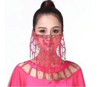 Nuovi accessori per costumi da danza, velo di garza floreale e maschera per il viso per la danza del ventre nero,giallo,rosa,Bianco,rosso,Blu Reale,azzurro,Viola,rosa rossaPoliestere