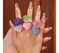 Nuovi anelli da dito in acrilico con cuore dolce e grosso per le donne Ragazza Trendy Glitter Anello d'amore in resina colorata Regali di gioielli per San Valentino