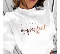 Nuovi arrivi primavera/estate per donna, "Imperfetto Perfetto" T-shirt basic casual comoda e ampia a maniche corte, adatta per uso quotidiano, vacanze, matrimoni, uscite di San Valentino, 100% cotone