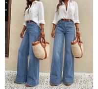 Nuovi jeans a gamba larga in denim da donna, di alta qualità, pantaloni casual alla moda, comodi e adatti a tutte le stagioni, stile elegante per uso quotidiano, primavera L,M,S,XL,XXLColore unicoDeni
