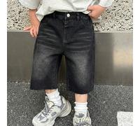 Nuovi jeans casual estivi alla moda per ragazzi, semplici e basic, lavati neri, ampi e a gamba larga, a 3/4, adatti per bambini dai 4 anni, per l'uso quotidiano, lo streetwear, i festival, le feste, l