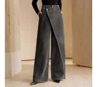 Nuovi jeans in denim nero asimmetrici da donna L,M,S,XL,XSColore unicoDenim