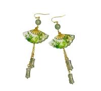 Nuovi orecchini a ventaglio pieghevoli in stile cinese-orecchini pendenti in bambù chiaro gioielli eleganti orientali per la festa data regalo per lei