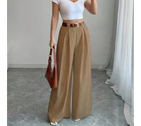 Nuovi pantaloni culotte monocolore color albicocca in vita alta, stile elegante adatto per uso quotidiano e da lavoro, laurea, festival di musica vintage, corse di cavalli, festa dell'indipendenza L,M