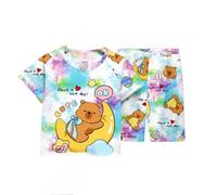 Nuovi Pigiami per Bambini, Ragazzi e Ragazze Estivi Capibara Cartone Animato per Il Tempo Libero Sezione Sottile del Vestito di Abbigliamento per la casa,Style a,100cm