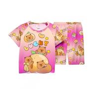 Nuovi Pigiami per Bambini, Ragazzi e Ragazze Estivi Capibara Cartone Animato per Il Tempo Libero Sezione Sottile del Vestito di Abbigliamento per la casa,Style f,120cm