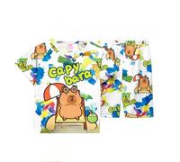 Nuovi Pigiami per Bambini, Ragazzi e Ragazze Estivi Capibara Cartone Animato per Il Tempo Libero Sezione Sottile del Vestito di Abbigliamento per la casa,Style e,150cm