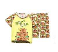 Nuovi Pigiami per Bambini, Ragazzi e Ragazze Estivi Capibara Cartone Animato per Il Tempo Libero Sezione Sottile del Vestito di Abbigliamento per la casa,Style c,140cm