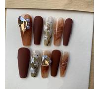 Nuovi saloni di bellezza fatti a mano, con finti diamanti scintillanti color caffè stile inchiostro cinese, 10 pezzi (L)