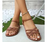 Nuovi sandali infradito piatti intrecciati, casual e versatili, scarpe da spiaggia, leggere e confortevoli, disponibili nei colori marrone, bianco e nero EUR36,EUR37,EUR38,EUR39,EUR40,EUR41,EUR42Color