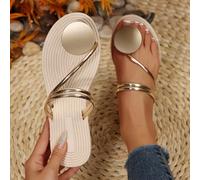 Nuovi sandali piatti comodi e alla moda con decorazione a disco rotondo, stile resort popolare in tutte le stagioni, minimalisti infradito, taglie grandi europee e americane, leggeri, con cinturino la