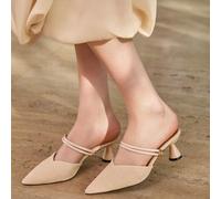 Nuovi tacchi alti a punta per donna, adatti per primavera/autunno, possono essere indossati in due modi, regali di Natale invernali CN35,CN36,CN37,CN38,CN39,CN40,CN41,CN42Blocchi di colore,Colore unic