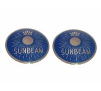 Nuovissima coppia monogramma distintivo serbatoio benzina moto Sunbeam S7 S8 blu
