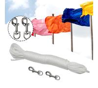 Nuovissime clip per corda bandiera ganci a scatto nylon versatili bianco 11,5 m