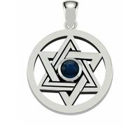 Nuovo 0.925 Argento Sterling Ebraico Stella di David Ciondolo Con Lapis Pietra