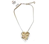 Nuovo 2 Tono Oro e Argento Tonalità Metallo Forma Cuore Serpente Catena Collana